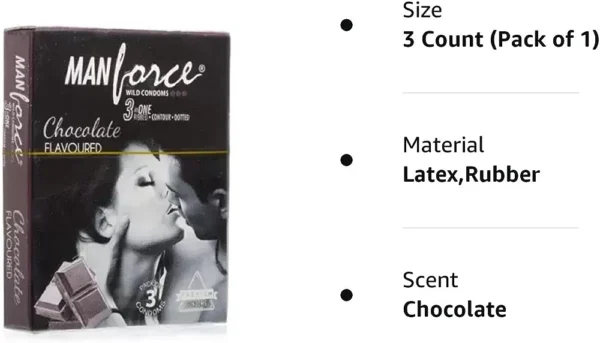 Manforce Chocolate Flavor Condom for Men (3s) (Pack of 3 Condoms) , Dotted Condom for Men , Ribbed Condom . Condom (3s) - Image 2