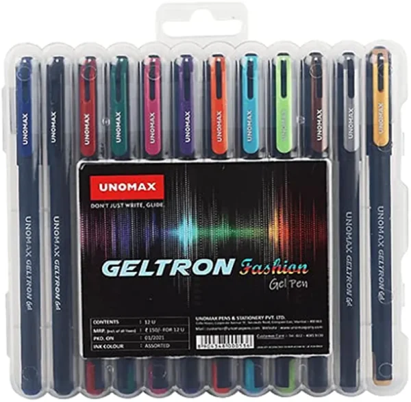 Unomax Geltron Fashion Gel Pen Pack Of 12 Multicolor