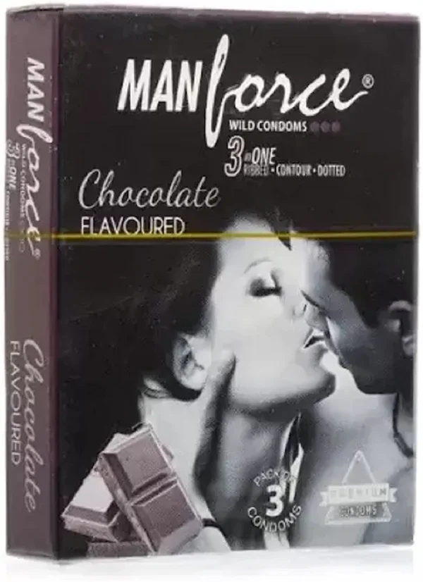 Manforce Chocolate Flavor Condom for Men (3s) (Pack of 3 Condoms) , Dotted Condom for Men , Ribbed Condom . Condom (3s)