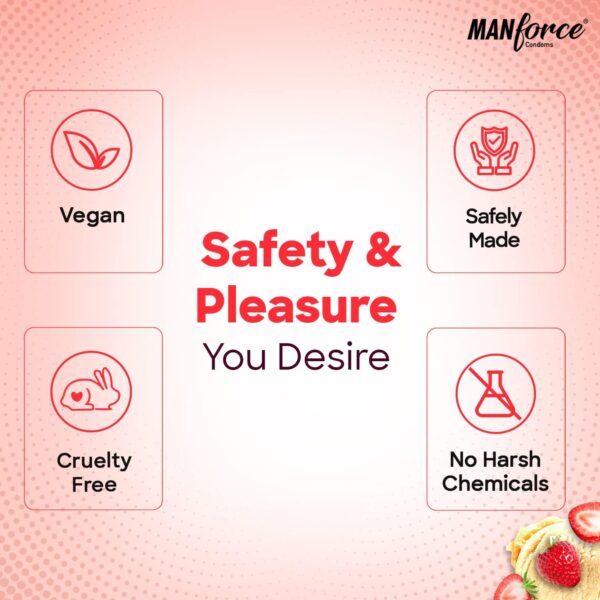 Manforce Cocktail Strawberry & Vanilla Flavoured Condoms for Men with Dotted Rings| Double the Fun with Double Flavour| Extra Dotted for Her Extra Stimulation| India’s No. 1* Condom Brand| Lubricated Latex Condoms| 10 pcs - Image 3