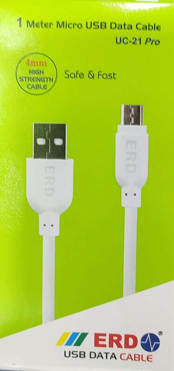 ERD UC-21 Pro Micro USB Data Cable 1m Fast Charging Data Transfer- white