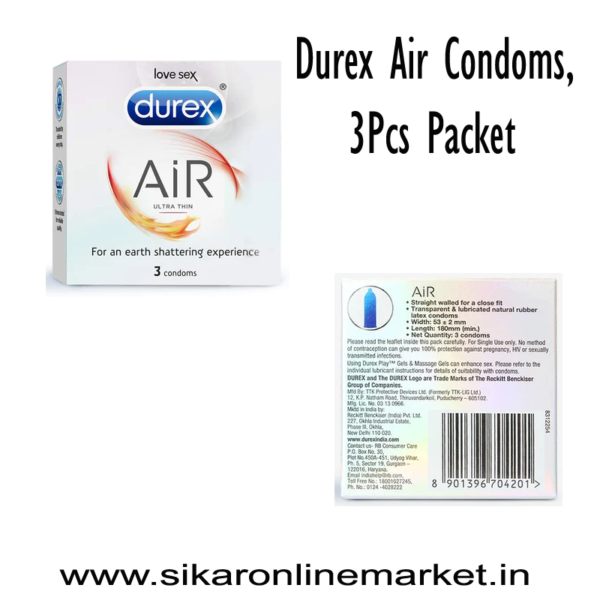 Durex Air Condoms for Men - 3 Count | Suitable for use with lubes & toys