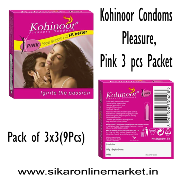 Kohinoor Condoms Pleasure Pink, 3 Packet