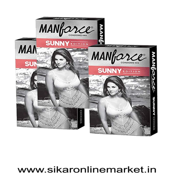 Manforce Condoms (Pack of 3) SUNNY edition 3 in One Ribbed Dotted Anatomically shaped