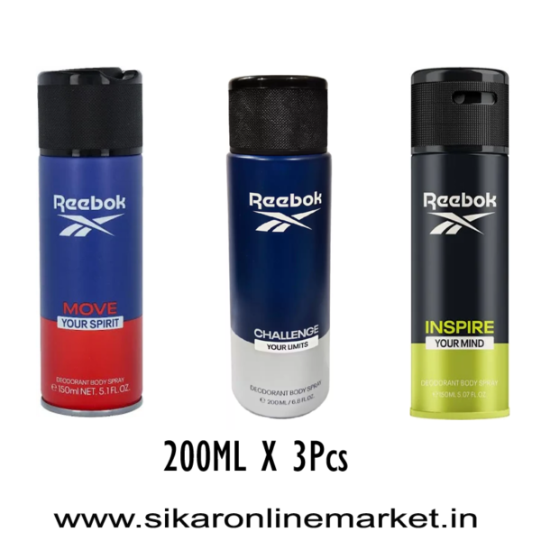 Reebok Deodorant Body Spray Inspire Your Mind l Challenge your limits  l Move Your Spirit (Pack of 3 Pcs) Original