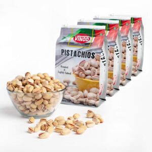 Vinod Dry Fruits - Roasted & Lightly Salted Irani Pistachios - 100% Natural & Premium (250 Grams x 4)