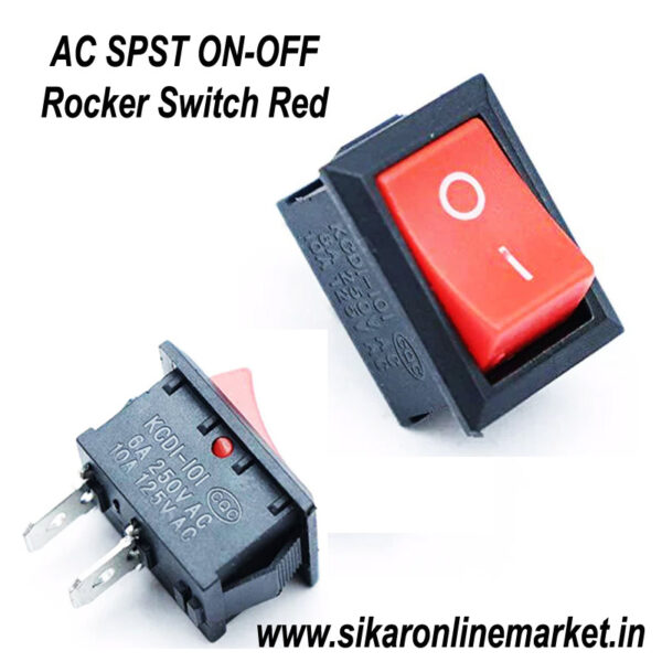 AC SPST ON-OFF Rocker Switch Red