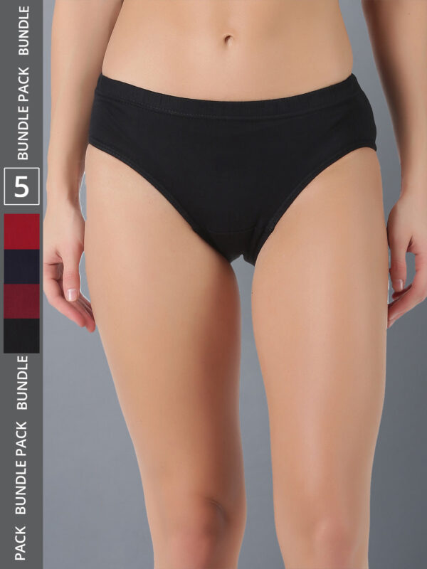Dollar Lehar Women's Assorted Pack of 5 Combed Cotton Plain Solid Panty - Image 4