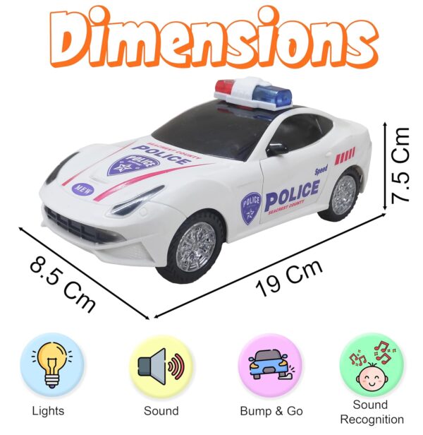 Interactive Police Car Toy for Kids – Bump and Go Action Vehicle with Flashing Wheel Lights, Realistic Siren Sounds, and Motion Features - Image 4