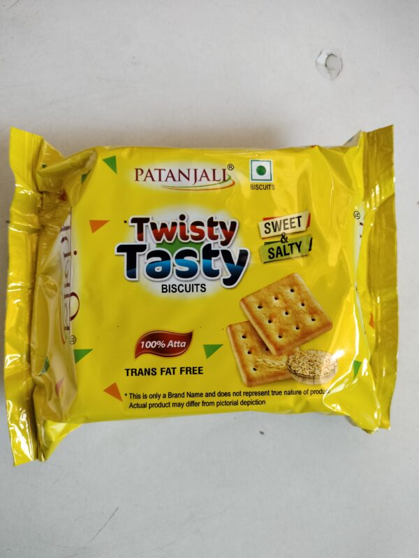 Patanjali Twisty Tasty biscuits,100% aata biscuits ,sweet and salty,  net weight 60gm