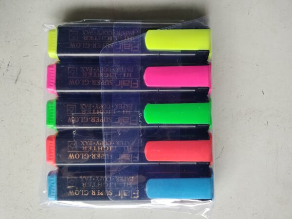 Flair super glow fluorescent highlighters (5pcs) pack