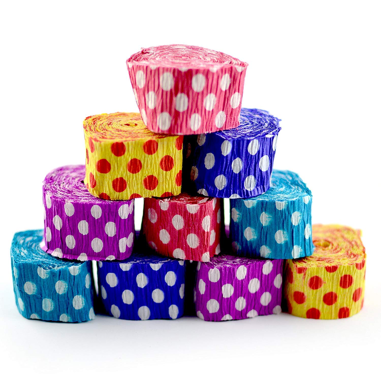 Crepe Paper Rolls | Polka DOTS | Streamer Ribbons for Decoration for B'day Prty Celebration-Pack of 12 1 Crepe Paper Rolls | Polka DOTS | Streamer Ribbons for Decoration for B'day Prty Celebration-Pack of 12