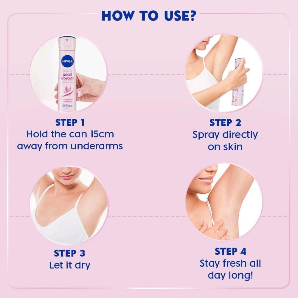 Nivea Deodorant, Spray Pearl & Beauty for Women, 150ml 4 Nivea Deodorant, Spray Pearl & Beauty for Women, 150ml - Image 4